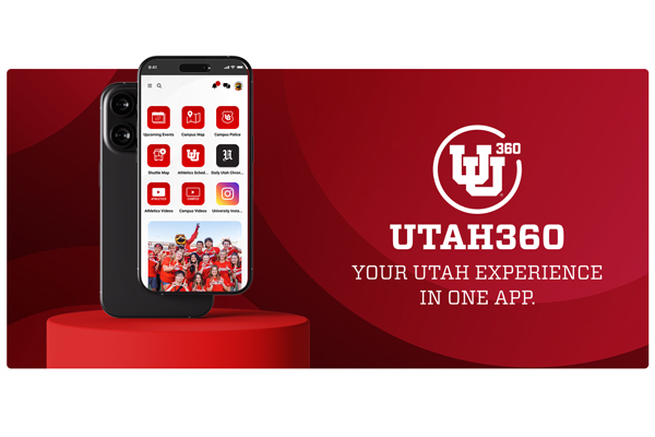 The Utah 360 app webpage banner, which includes an image of the app on a mobile phone.