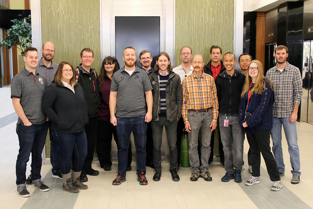 L-R: Keith McClung, Stephen Nielson, Mary Smithing, Christian Rawlings, Stacey Wood, Kirk Barlow, Matt Munro, Ian Boss, Gordon Kafton, Mike McCloskey, Cooper Cazedessus, Monte Shaw, Joey Yang, Beth Sallay, and Eric Voldness.