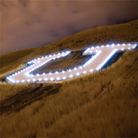 The U lit up along the Wasatch mountain range