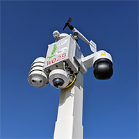 The environmental sensor node shown here is funded by the National Science Foundation-supported Sage project. It is located on the roof of the Rio Tinto Center, which houses the Natural History Museum of Utah.