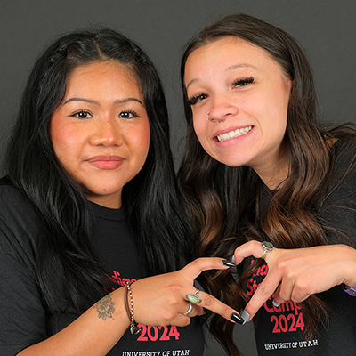 Image of two students attending the Indigenous Storytelling Camp, courtesy of Tony Sams, University of Utah.