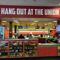 The service desk of the A. Ray Olpin Union bowling alley.