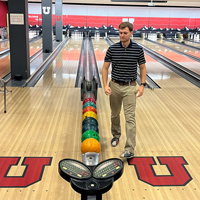 UIT employees bowl September 1, 2022, at the A. Ray Olpin Union bowling alley.