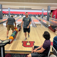 UIT employees bowl September 1, 2022, at the A. Ray Olpin Union bowling alley.