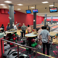 UIT employees bowl September 1, 2022, at the A. Ray Olpin Union bowling alley.