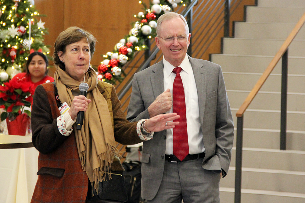 L-R: Donna Roach and Steve Hess give introductory remarks