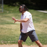 Rob Birkinshaw (SPS) during the kickball game. (Photo by Thanh Nguyen) 