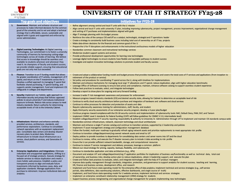 Image of page two of the campus IT strategic plan